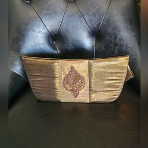 Nwt Elegant Gold Bronze Clutch Bag